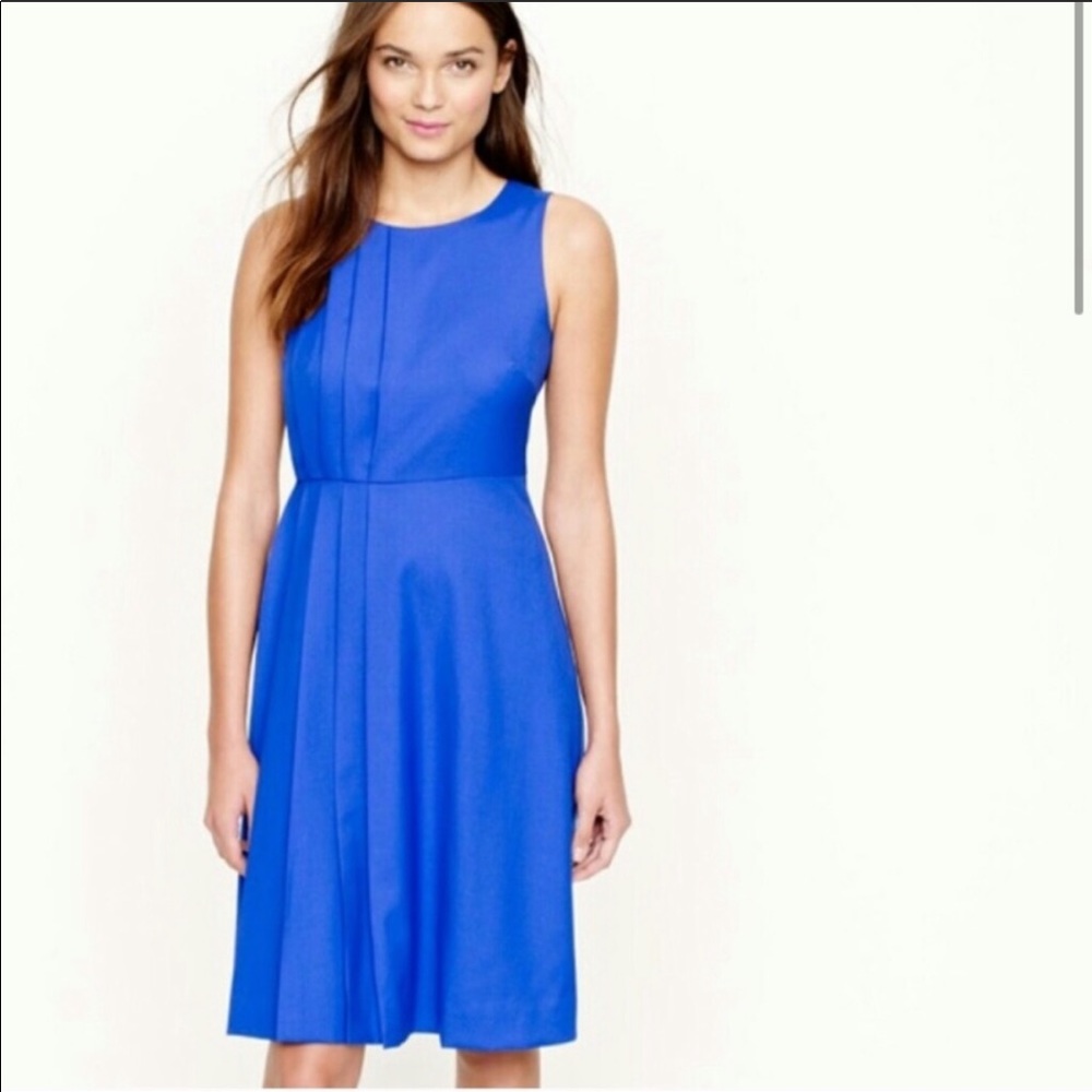 J Crew bright cobalt blue pleated dress